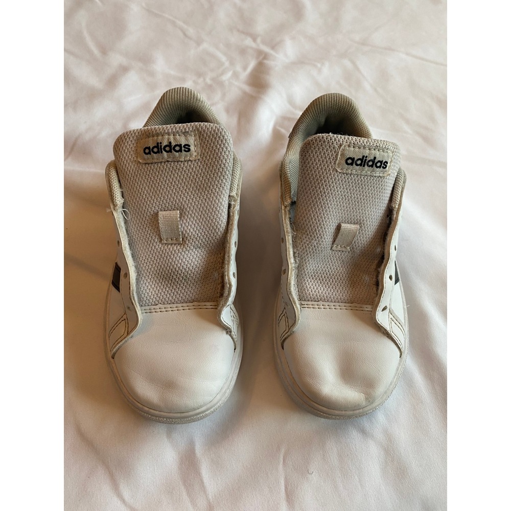 Adidas Kids Grand Court White Black Sporty Sneakers Size 10.5K GW6511